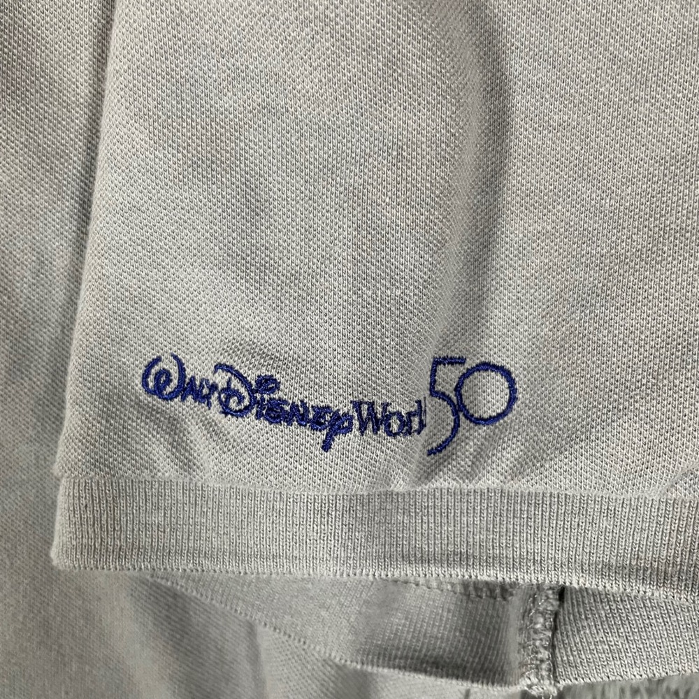 Disney World 50th Anniversary Mickey Mouse Polo Shirt Mens Medium Gray Pique - Picture 4 of 8